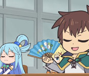 kazuma making fun of aqua's parlour trick